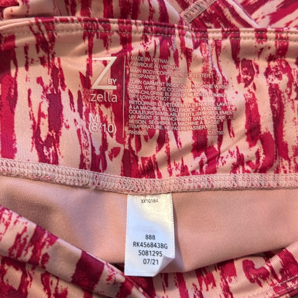 Zella NWT Red Pink High Waist Leggings Size XS - tags says M but is WRONG